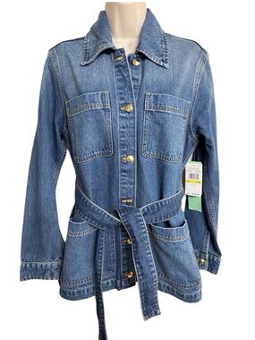 Michael Kors Denim Utility Jacket with Belt NWT  Size MP